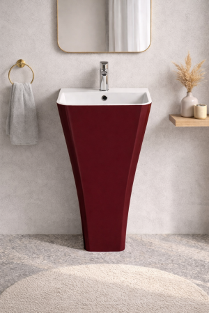 Chiuvete baie - Lavoar freestanding din compozit, burgundy cu alb, dreptunghiular, Foglia Lea