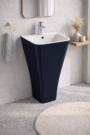 Lavoar freestanding din compozit, negru cu alb, dreptunghiular, Foglia Lea [1]