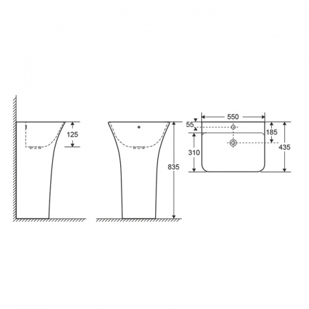 Lavoar freestanding dreptunghiular, 55 cm, Fluminia Aramis [5]