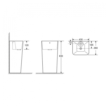 Lavoar freestanding patrat, Fluminia, Porthos [3]