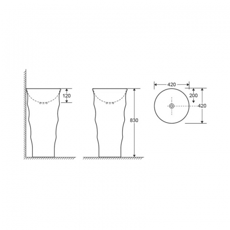 Lavoar freestanding alb 42 cm, rotund, Fluminia Novicia [5]