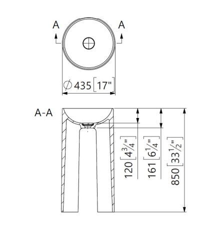 Lavoar freestanding rotund, din compozit, alb mat, 43.5x43.5x85 cm, Marmite Doha Diam [1]