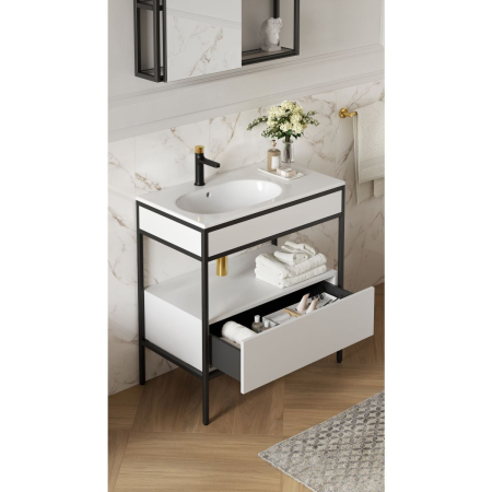 Lavoar incastrat 80x45 cm, alb, orienatre stanga, Cersanit Zen [2]