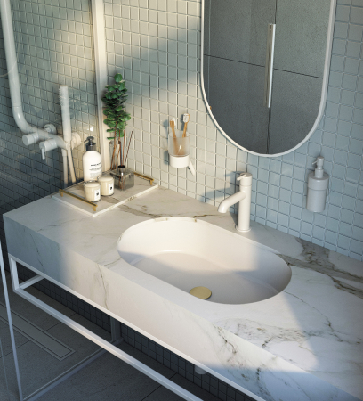 Lavoar incastrat compozit alb Deante Silia, oval, 59 cm [2]