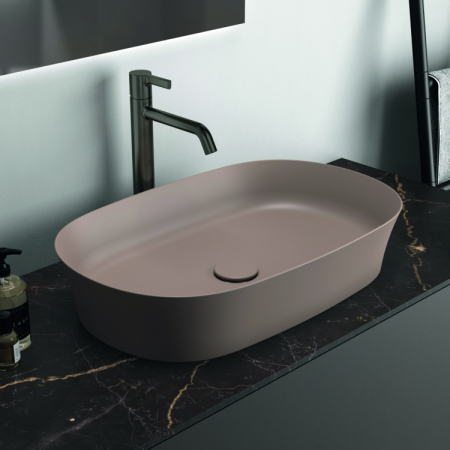 Lavoar pe blat maro lucios 60 cm, oval, fara preaplin, Ideal Standard Ipalyss [6]