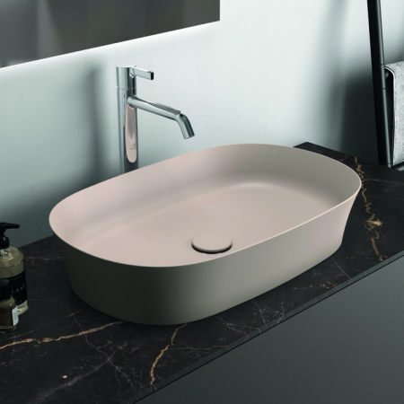 Lavoar pe blat bej lucios 60 cm, oval, fara preaplin, Ideal Standard Ipalyss [6]