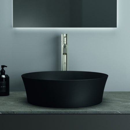 Lavoar pe blat negru mat 40 cm, rotund, fara preaplin, Ideal Standard Ipalyss [3]