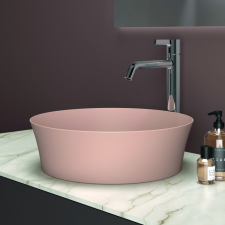 Lavoar pe blat roz lucios 40 cm, rotund, fara preaplin, Ideal Standard Ipalyss [4]