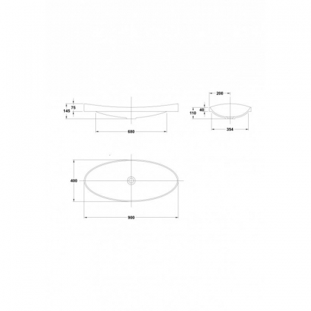 Lavoar incastrat alb lucios 90 cm, oval, Gala Klea [2]
