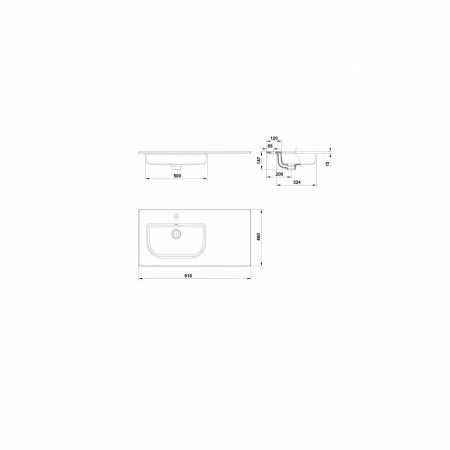 Lavoar incastrat alb 91 cm Gala Mid [2]