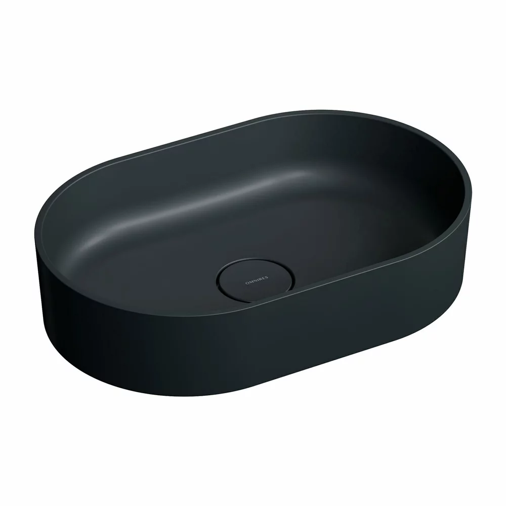 Chiuvete baie - Lavoar OMNIRES Ovo M+ cu montare pe blat, 55x36 cm, compozit, negru