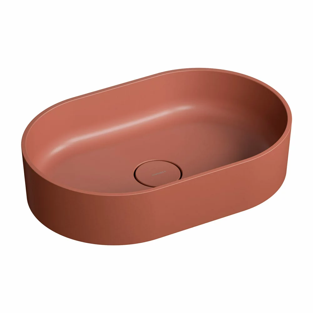 Chiuvete baie - Lavoar OMNIRES Ovo M+ cu montare pe blat, 55x36 cm, compozit, teracota mat