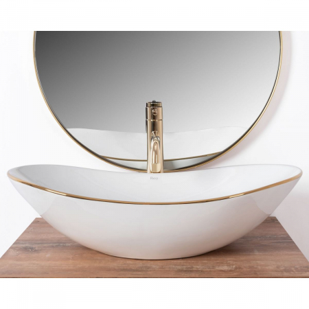 Lavoar oval de blat alb-cu auriu 62x36 cm Rea Royal [2]