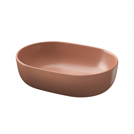 Chiuvete baie - Lavoar pe blat caramiziu 50 cm, oval, Cersanit Moduo - Resigilat