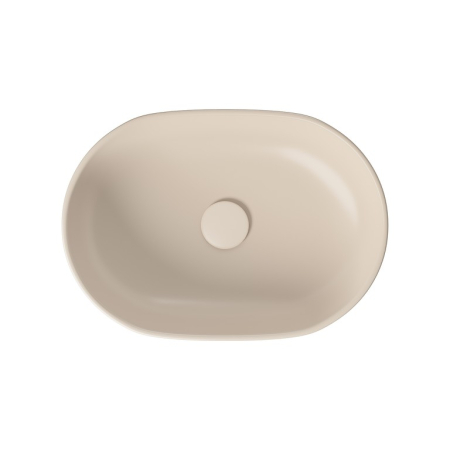 Lavoar pe blat oval, ceramica bej mat, 50x35.5 cm, Cersanit Moduo [2]