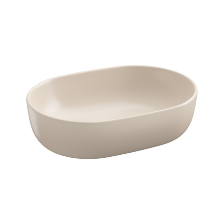 Lavoar pe blat oval, ceramica bej mat, 50x35.5 cm, Cersanit Moduo [1]
