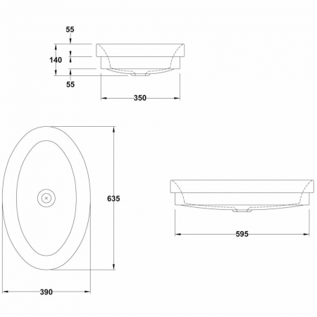 Lavoar incastrat alb 63 cm, oval, Gala Ovalo [2]