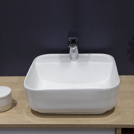 Lavoar pe blat alb, dreptunghiular, 38 cm, Fluminia Juno [2]