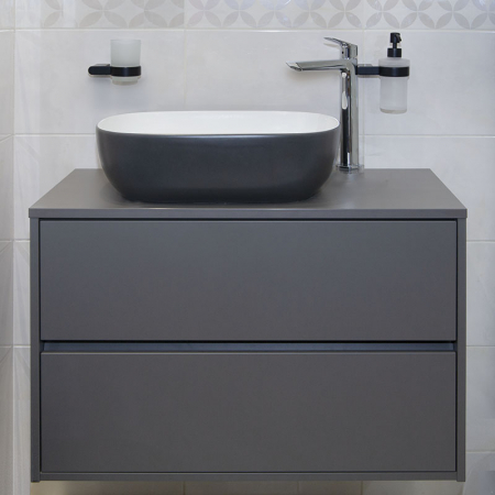 Lavoar pe blat alb/gri mat 49 cm Fluminia Indus [3]