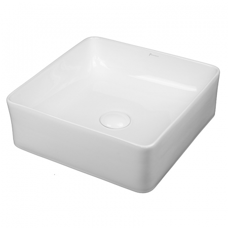 Baie - Lavoar pe blat alb lucios 37 cm, patrat, Fluminia Titan