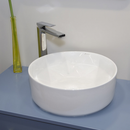 Lavoar pe blat alb lucios 40 cm, rotund, Fluminia Crystal [3]