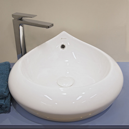 Lavoar pe blat alb lucios 47 cm modern Fluminia Tear [4]