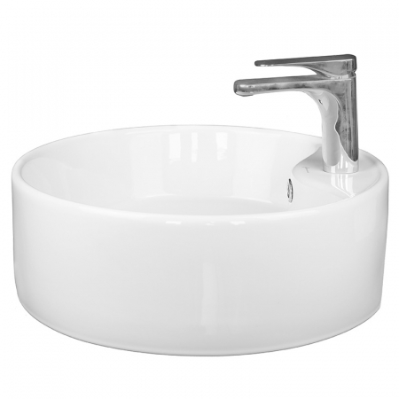 Lavoar pe blat alb lucios 47 cm, rotund, orificiu baterie, Fluminia Ibiza Grande New [2]