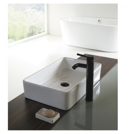 Lavoar pe blat alb lucios 48 cm, dreptunghiular, Fluminia Ares [6]