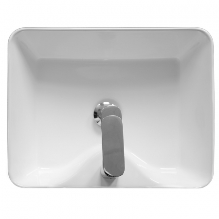 Lavoar pe blat alb lucios 48 cm, dreptunghiular, orificiu baterie, Fluminia Baldur [1]