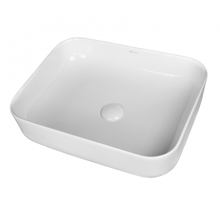 Baie - Lavoar pe blat alb lucios 49 cm, dreptunghiular, Fluminia Arno