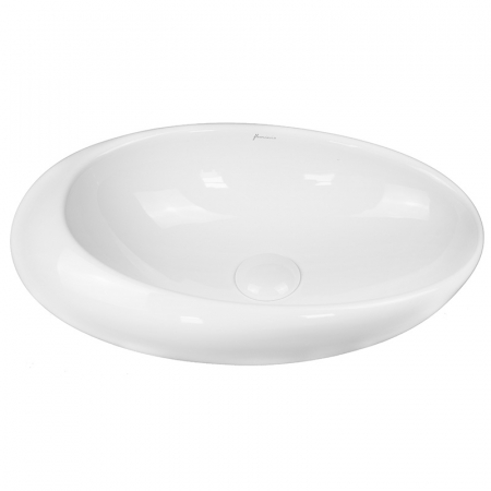 Baie - Lavoar pe blat alb lucios 49 cm, oval, Fluminia Egg
