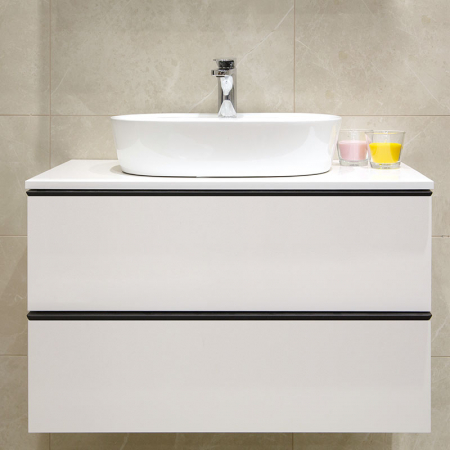 Lavoar pe blat alb lucios 50 cm, oval, Fluminia Cassandra [7]