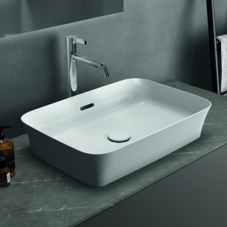 Lavoar pe blat alb lucios 55 cm, dreptunghiular, cu preaplin, Ideal Standard Ipalyss [6]