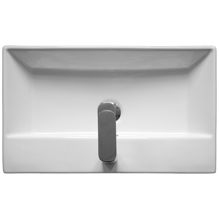 Lavoar pe blat alb lucios 60 cm, dreptunghiular, cu orificiu baterie, Fluminia Pluto [1]