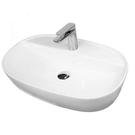 Baie - Lavoar pe blat alb lucios 60 cm, oval, Fluminia Cassandra