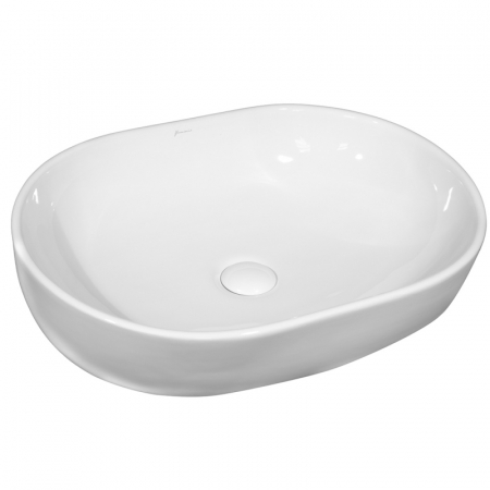 Lavoar pe blat alb lucios 60 cm, oval, Fluminia Odera [2]