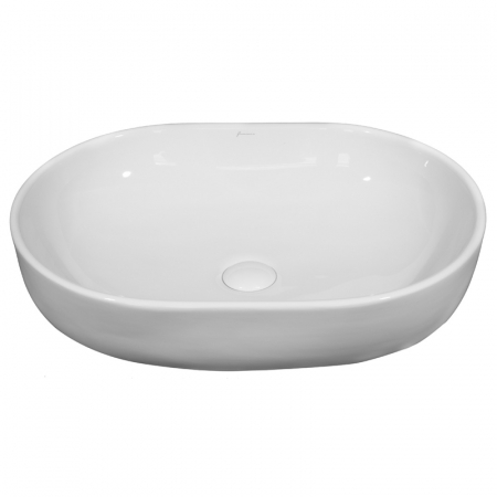 Baie - Lavoar pe blat alb lucios 60 cm, oval, Fluminia Odera