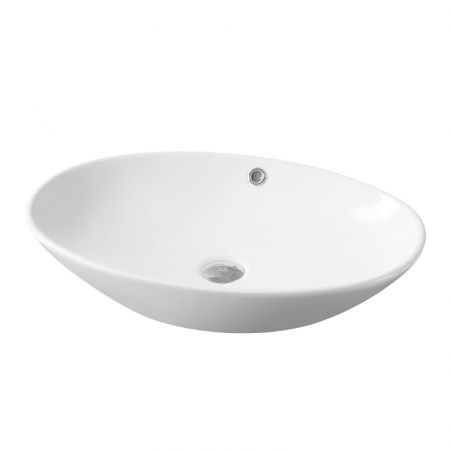 Baie - Lavoar pe blat alb lucios 64 cm, oval, cu preaplin, Fluminia Nil