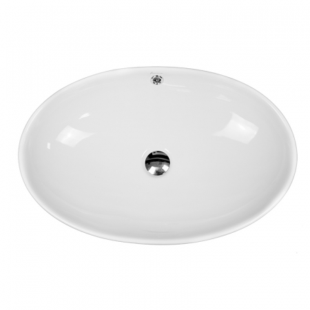 Lavoar pe blat alb lucios 64 cm, oval, cu preaplin, Fluminia Nil [2]