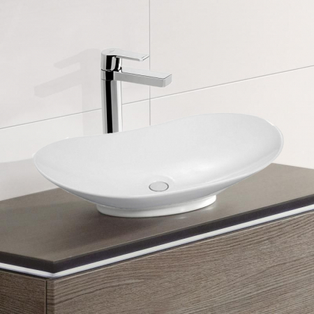 Lavoar pe blat alb lucios 64 cm, oval, Fluminia my Pleasure [3]