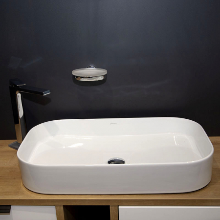 Lavoar pe blat alb lucios 65 cm, dreptunghiular, Fluminia Capri [4]