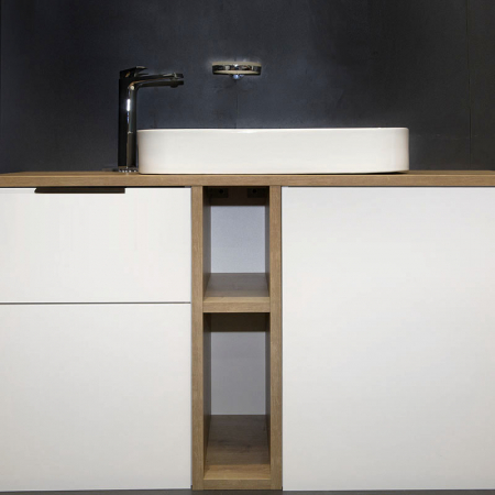 Lavoar pe blat alb lucios 65 cm, dreptunghiular, Fluminia Capri [5]