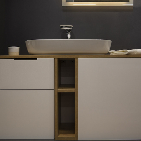 Lavoar pe blat alb lucios 80 cm, oval, Fluminia Cassandra [6]