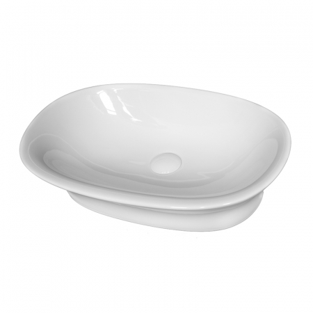 Baie - Lavoar pe blat alb lucios, oval, 59 cm, Fluminia Diana