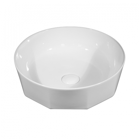 Chiuvete baie - Lavoar pe blat alb lucios, rotund, 42 cm, Fluminia Cupido, cu baza poligonală