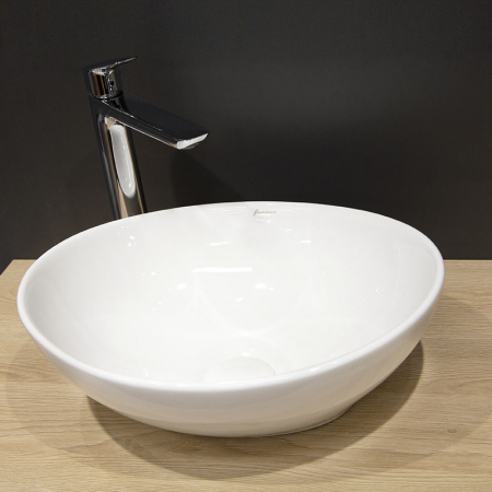 Lavoar pe blat alb mat, oval, 40 cm, Fluminia Rio [3]