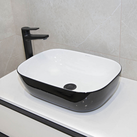 Lavoar pe blat alb/negru lucios 46 cm Fluminia Crius [4]