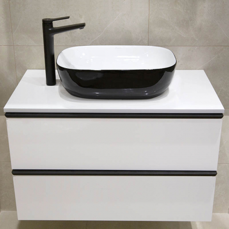 Lavoar pe blat alb/negru lucios 46 cm Fluminia Crius [5]