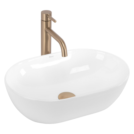 Chiuvete baie - Lavoar cu montare pe blat 45 cm, alb lucios, oval, Rea Amelia