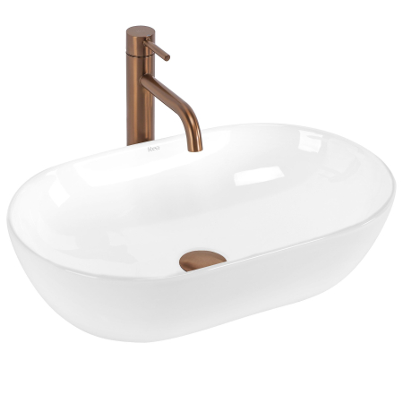 Lavoar cu montare pe blat 52 cm, alb lucios, Rea Amelia [0]